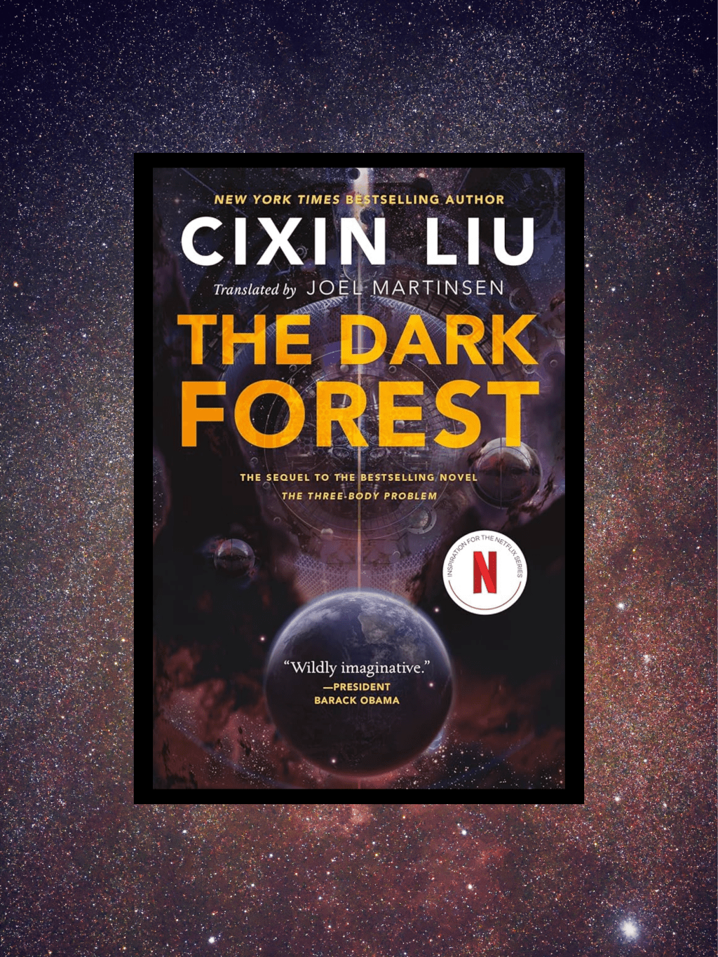 Book cover on space background