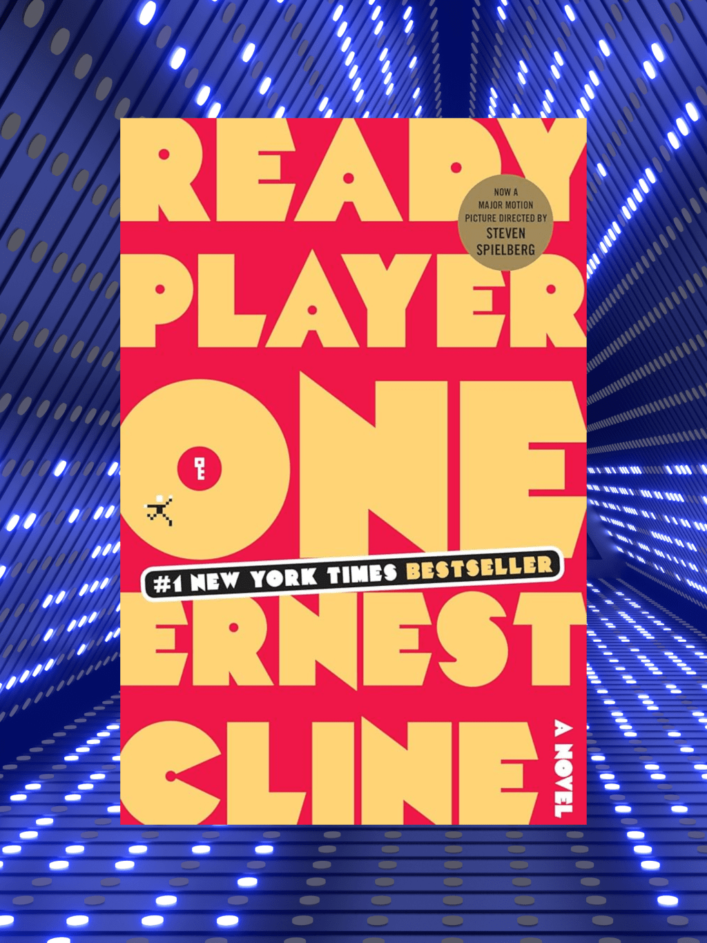 Book cover on blue techno background